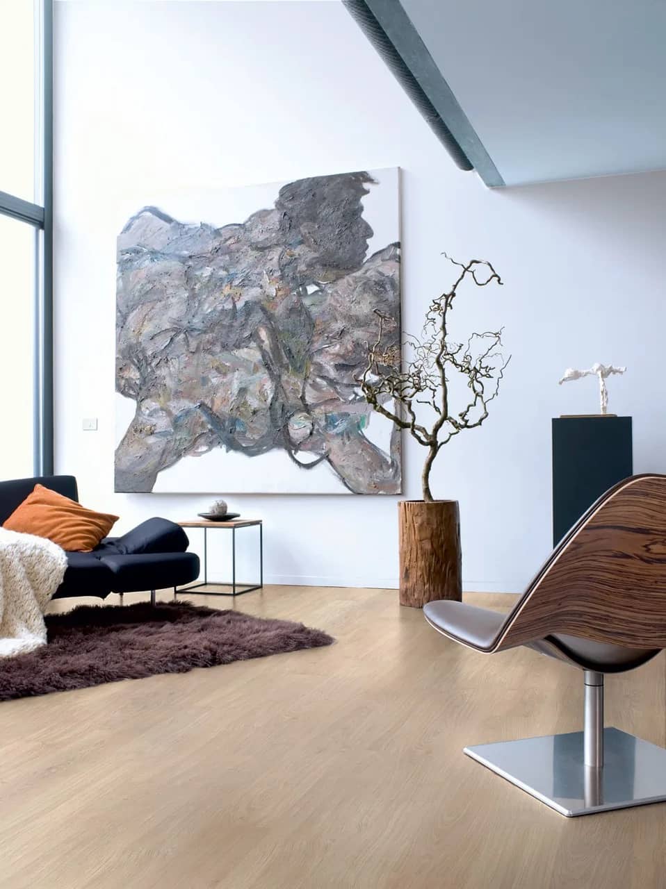 Light grey varnished oak Laminate Eligna uygulama görünümü