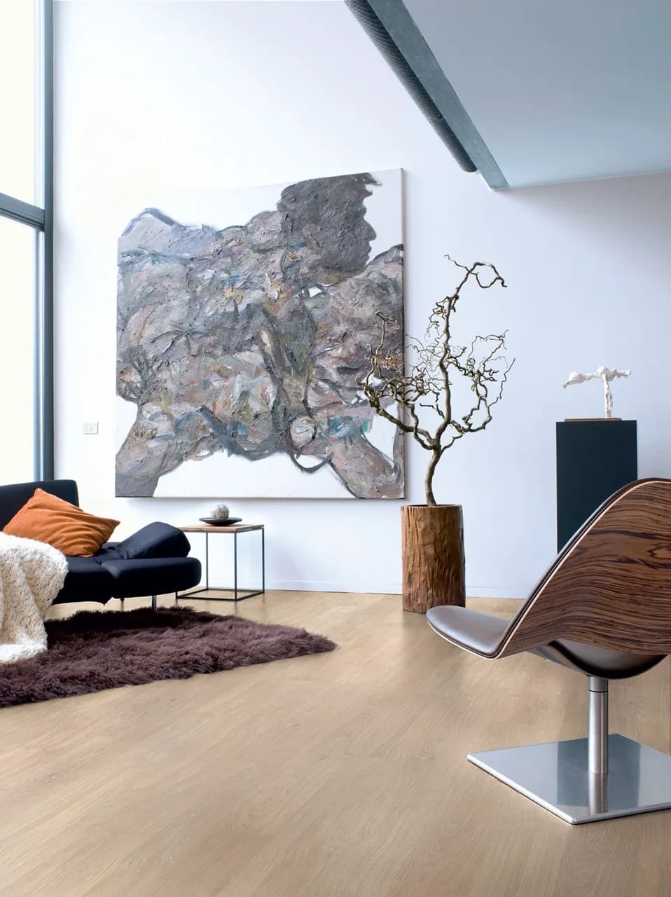 Light grey varnished oak Laminate Eligna